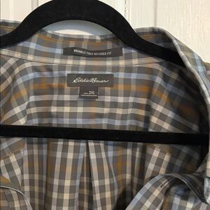 Eddie Bauer Men's Checkered Shirt - Blue and Tan